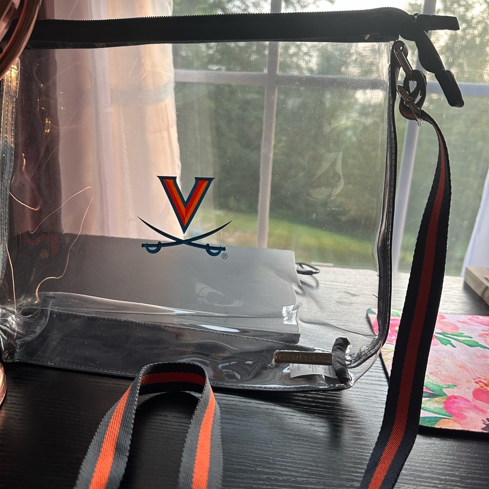 UVA Clear Crossbody Bag with Orange and Blue Strap